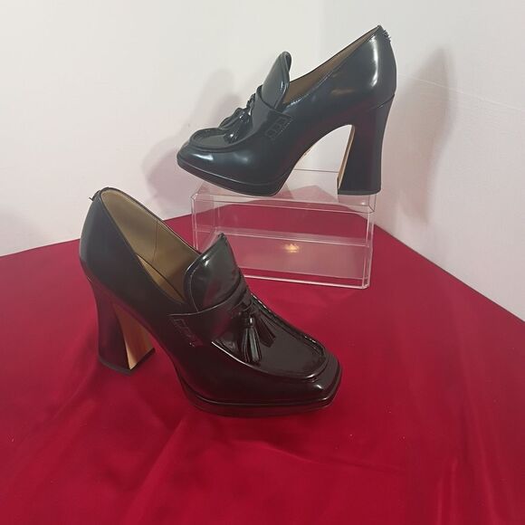 Sam Edelman Women's SZ 9.5M Jed Heels Platform Loafer Black Leather - Picture 4 of 7